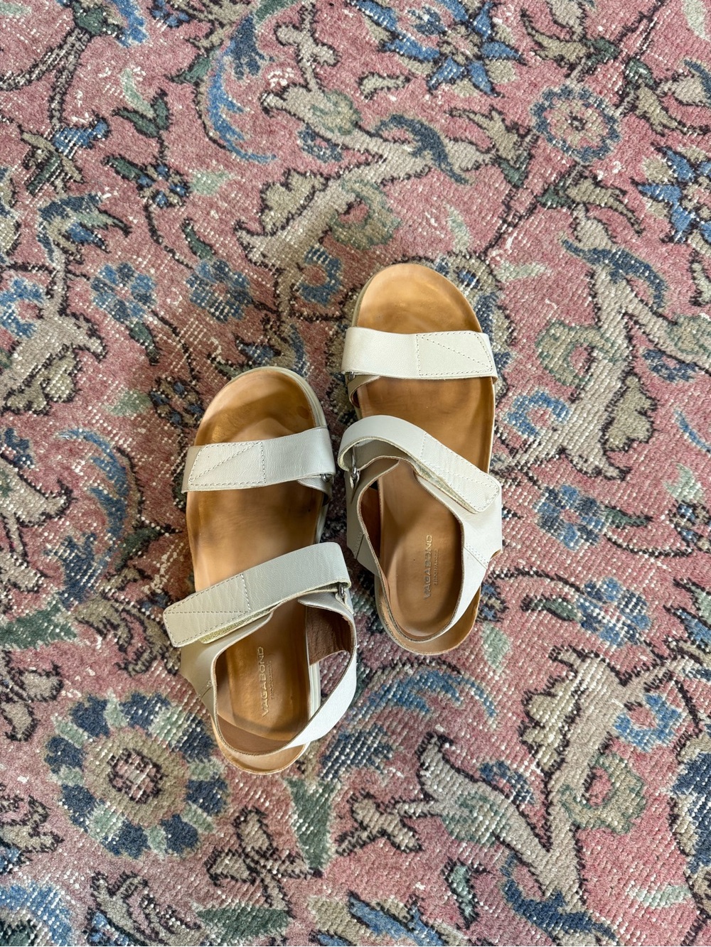 Vagabond Neutral Leather Strap Sandals, size 39